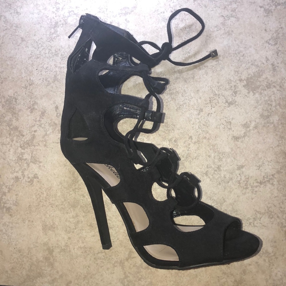Lace up black heels